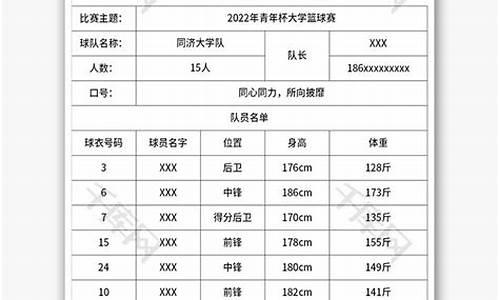 篮球联赛报名表_篮球比赛报名表模板